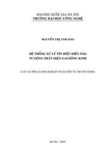 Luận án Hệ thống xử lý tín hiệu điện não tự động phát hiện gai động kinh