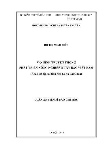 Luận án Mô hình truyền thông phát triển nông nghiệp ở Tây Bắc Việt Nam