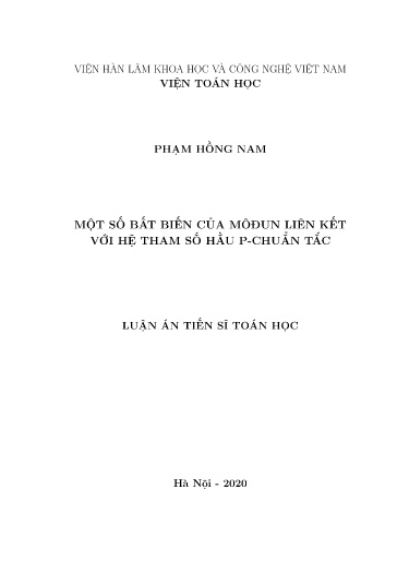 Luận án Một số bất biến của Môđun liên kết với hệ tham số hầu P-chuẩn tắc