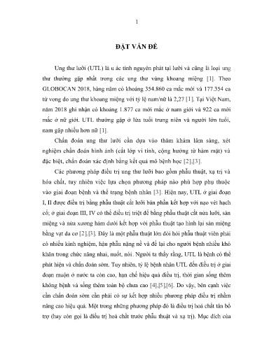 Luận án Nghiên cứu kết quả hóa trị bổ trợ trước phác đồ TC và tỷ lệ bộc lộ một số dấu ấn liên quan đến ung thư lưỡi giai đoạn III- IV (M0)