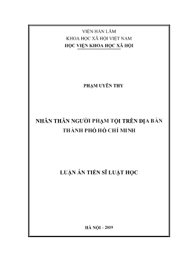 Luận án Nhân thân người phạm tội trên địa bàn Thành phố Hồ Chí Minh