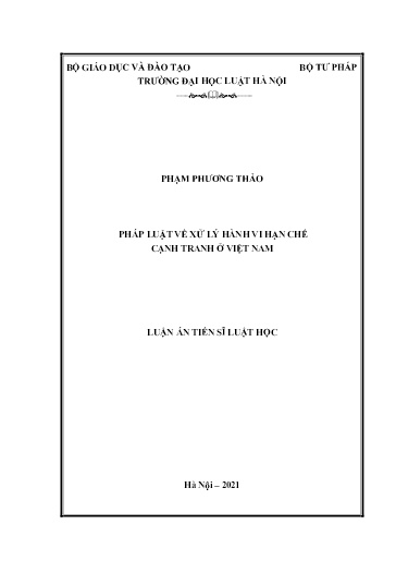 Luận án Pháp luật về xử lý hành vi hạn chế cạnh tranh ở Việt Nam