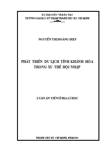Luận án Phát triển du lịch tỉnh Khánh Hòa trong xu thế hội nhập