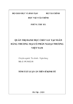 Luận án Quản trị danh mục cho vay tại Ngân hàng Thương mại cổ phần Ngoại thương Việt Nam
