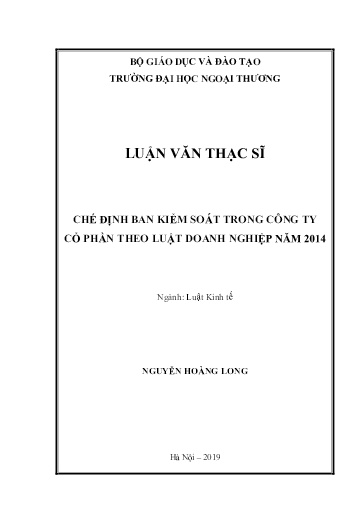 Luận văn Chế định ban kiểm soát trong công ty cổ phần theo luật doanh nghiệp năm 2014