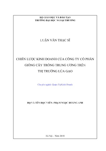 Luận văn Chiến lược kinh doanh của công ty cổ phần giống cây trồng Trung Ương trên thị trường lúa gạo