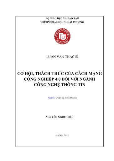 Luận văn Cơ hội, thách thức của cách mạng công nghiệp 4.0 đối với ngành Công Nghệ Thông Tin