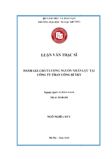 Luận văn Đánh giá chất lượng nguồn nhân lực tại công ty than Uông Bí TKV