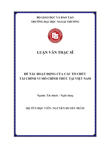 Luận văn Đề tài: Hoạt động của các tổ chức tài chính vi mô chính thức tại Việt Nam