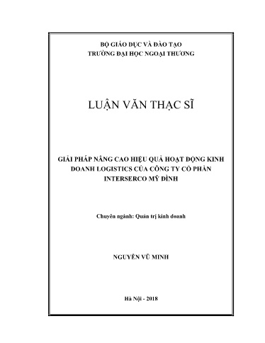 Luận văn Giải pháp nâng cao hiệu quả hoạt động kinh doanh Logistics của Công ty cổ phần Interserco Mỹ Đình