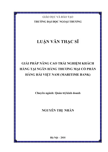 Luận văn Giải pháp nâng cao trải nghiệm khách hàng tại Ngân hàng Thương mại Cổ phần Hàng hải Việt Nam (Maritime bank)