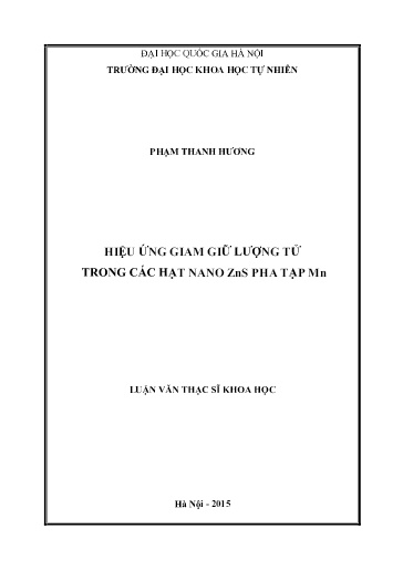 Luận văn Hiệu ứng giam giữ lượng tử trong các hạt nano ZnS pha tạp Mn