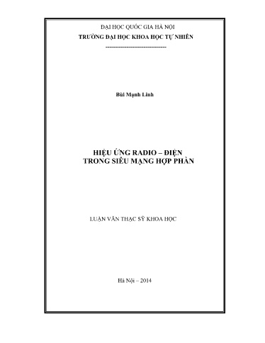 Luận văn Hiệu ứng Radio – điện trong siêu mạng hợp phần