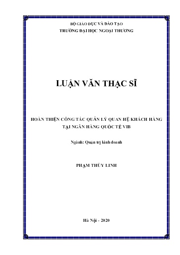 Luận văn Hoàn thiện công tác quản lý quan hệ khách hàng tại Ngân hàng quốc tế VIB