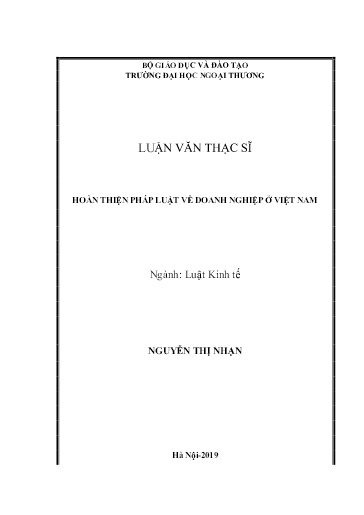 Luận văn Hoàn thiện pháp luật về doanh nghiệp ở Việt Nam