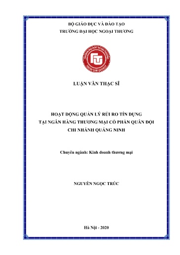 Luận văn Hoạt động quản lý rủi ro tín dụng tại Ngân hàng Thương mại Cổ phần Quân đội chi nhánh Quảng Ninh