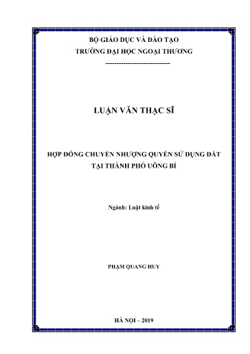 Luận văn Hợp đồng chuyển nhượng quyền sử dụng đất tại Thành phố Uông Bí