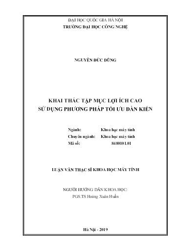 Luận văn Khai thác tập mục lợi ích cao sử dụng phương pháp tối ưu đàn kiến