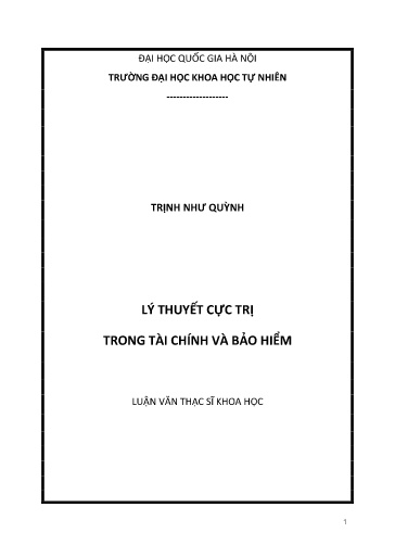 Luận văn Lý thuyết cực trị trong tài chính và bảo hiểm