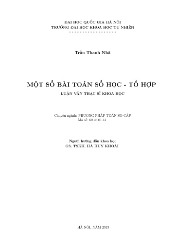 Luận văn Một số bài toán số học - Tổ hợp