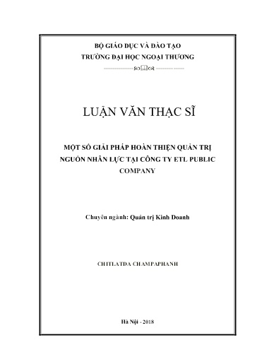 Luận văn Một số giải pháp hoàn thiện quản trị nguồn nhân lực tại công ty Etl Public Company