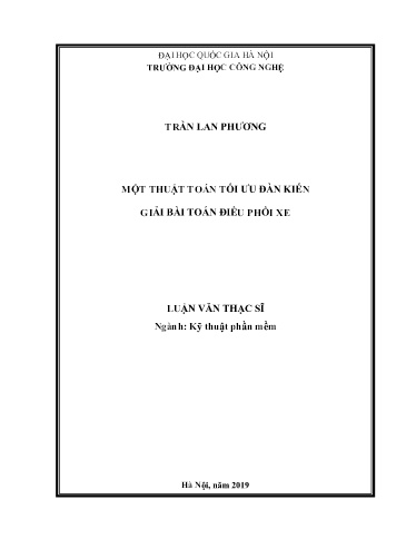 Luận văn Một thuật toán tối ưu đàn kiến giải bài toán điều phối xe