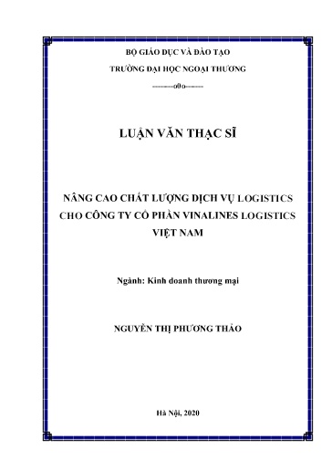 Luận văn Nâng cao chất lượng dịch vụ Logistics cho Công ty cổ phần Vinalines Logistics Việt Nam