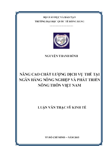 Luận văn Nâng cao chất lượng dịch vụ thẻ tại Ngân hàng Nông nghiệp và Phát triển nông thôn Việt Nam