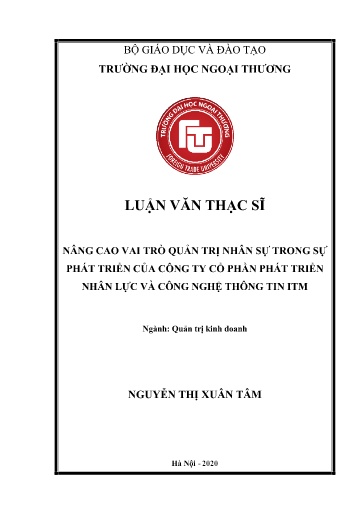 Luận văn Nâng cao vai trò quản trị nhân sự trong sự phát triển của Công ty cổ phần Phát triển nhân lực và Công nghệ thông tin ITM