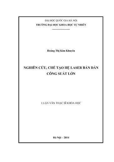 Luận văn Nghiên cứu, chế tạo hệ Laser bán dẫn công suất lớn