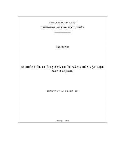 Luận văn Nghiên cứu chế tạo và chức năng hóa vật liệu nano Zn₂SnO₄