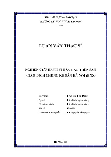Luận văn Nghiên cứu hành vi bầy đàn trên sàn giao dịch chứng khoán Hà Nội (HNX)