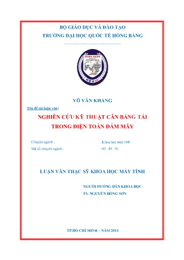 Luận văn Nghiên cứu kỹ thuật cân bằng tải trong điện toán đám mây