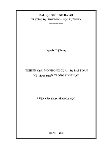 Luận văn Nghiên cứu mô phỏng của 1 số bài toán về tĩnh điện trong sinh học