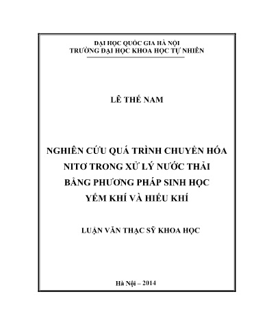 Luận văn Nghiên cứu quá trình chuyển hóa Nitơ trong xử lý nước thải bằng phương pháp sinh học yếm khí và hiếu khí