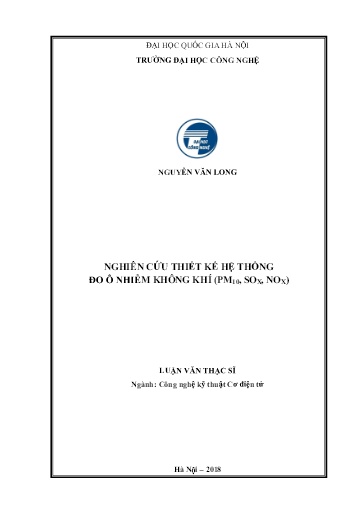 Luận văn Nghiên cứu thiết kế hệ thống đo ô nhiễm không khí (PM10, SOX, NOX)
