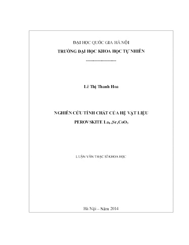 Luận văn Nghiên cứu tính chất của hệ vật liệu Perovskite La₁₋ₓSrₓCoO₃