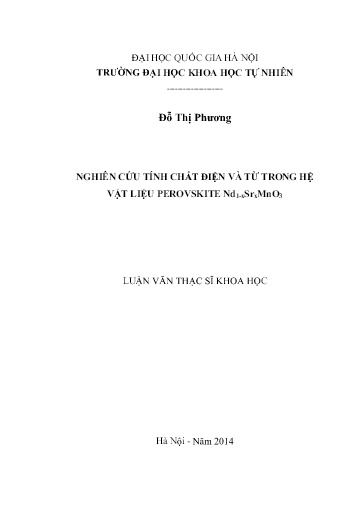 Luận văn Nghiên cứu tính chất điện và từ trong hệ vật liệu Perovskite Nd₁₋ₓSrₓMnO₃