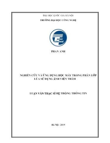 Luận văn Nghiên cứu và ứng dụng học máy trong phân lớp lúa sử dụng ảnh viễn thám