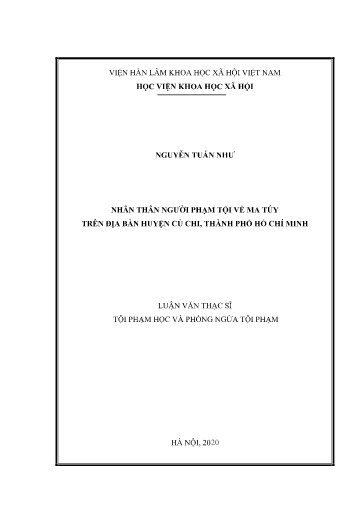 Luận văn Nhân thân người phạm tội về ma túy trên địa bàn huyện Củ Chi, Thành phố Hồ Chí Minh