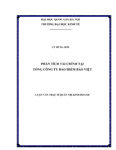 Luận văn Phân tích tài chính tại tổng Công ty Bảo hiểm Bảo Việt
