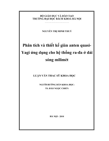 Luận văn Phân tích và thiết kế giàn Anten Quasi-Yagi ứng dụng cho hệ thống Ra-đa ở dải sóng milimét