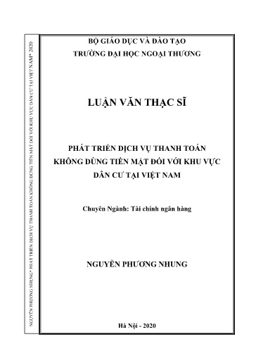 Luận văn Phát triển dịch vụ thanh toán không dùng tiền mặt đối với khu vực dân cư tại Việt Nam