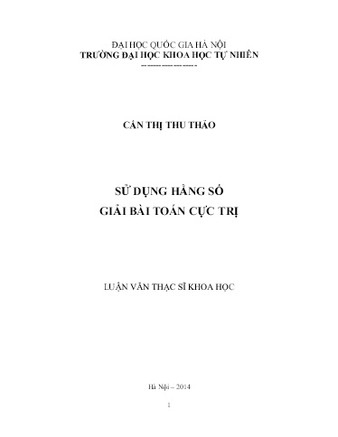 Luận văn Sử dụng hằng số giải bài toán cực trị