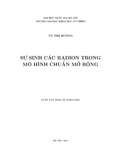 Luận văn Sự sinh các Radion trong mô hình chuẩn mở rộng
