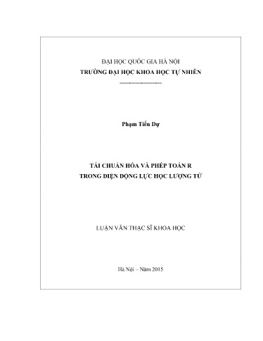 Luận văn Tái chuẩn hóa và phép toán R trong điện động lực học lượng tử
