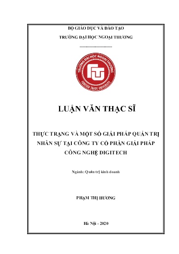 Luận văn Thực trạng và một số giải pháp quản trị nhân sự tại Công ty Cổ phần Giải pháp Công Nghệ Digitech