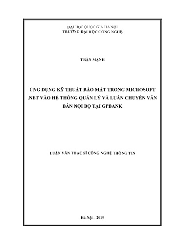 Luận văn Ứng dụng kỹ thuật bảo mật trong Microsoft .net vào hệ thống quản lý và luân chuyển văn bản nội bộ tại GPBank