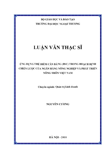 Luận văn Ứng dụng thẻ điểm cân bằng (BSC) trong hoạch định chiến lược của Ngân hàng Nông nghiệp và Phát triển nông thôn Việt Nam