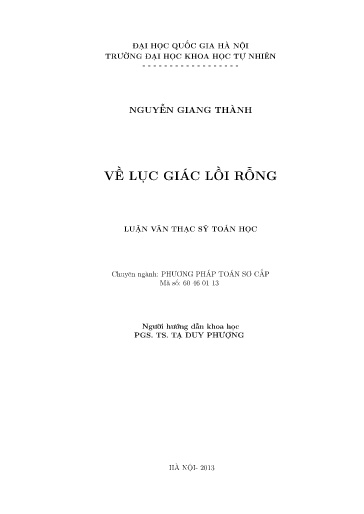 Luận văn Về lục giác lồi rỗng
